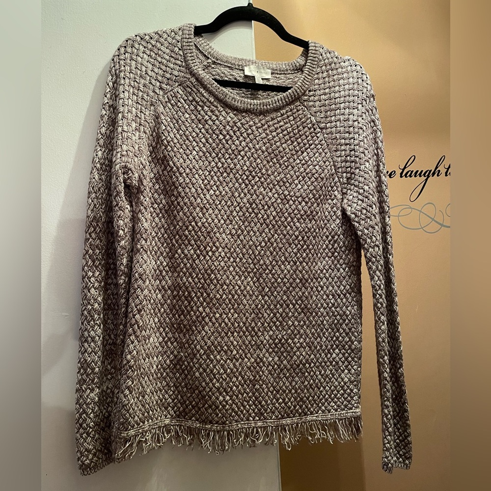 Lucky Brand Tan Fringe Bottom Sweater - Size M